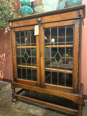 Gorgeous Carved Leaded Glass Cabinet